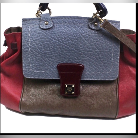 Authentic MCM Top Handle Multi Color Leather Satchel - Picture 6 of 16